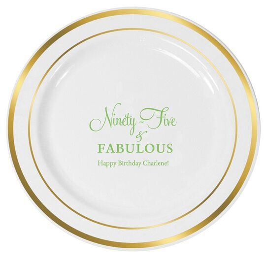 Ninety-Five & Fabulous Premium Banded Plastic Plates